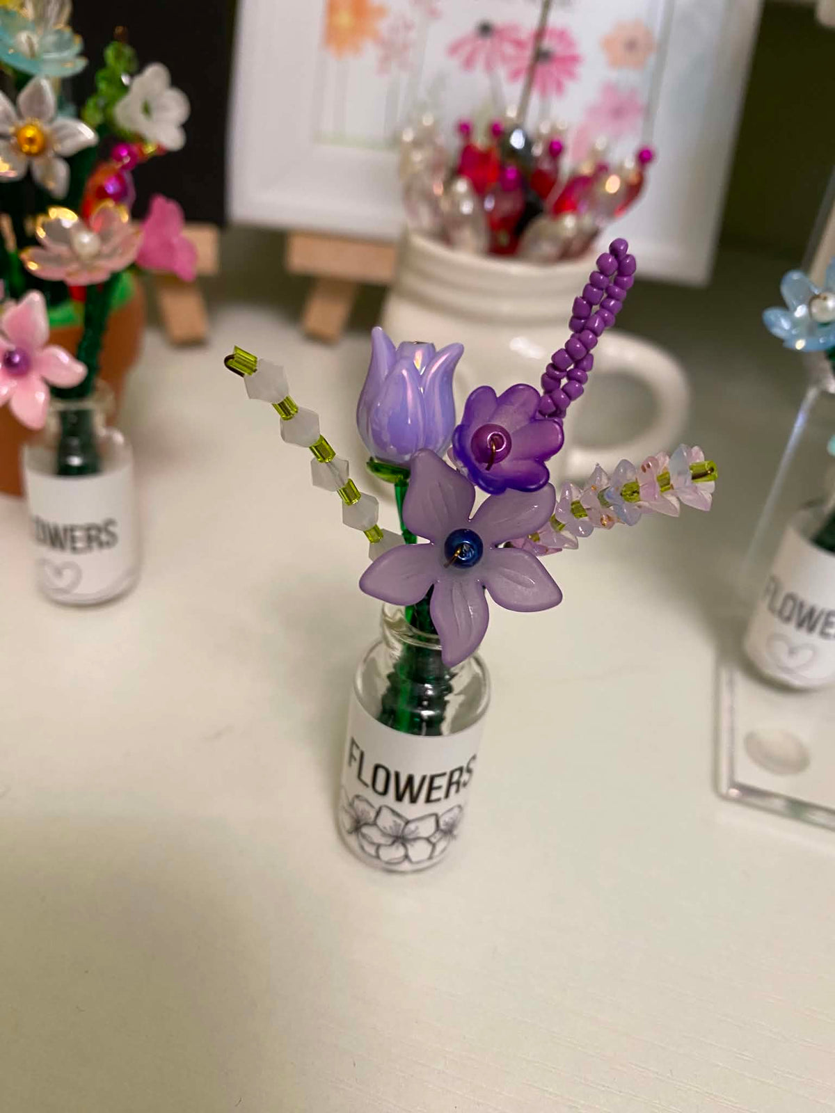 Mini vase beaded forever flower
