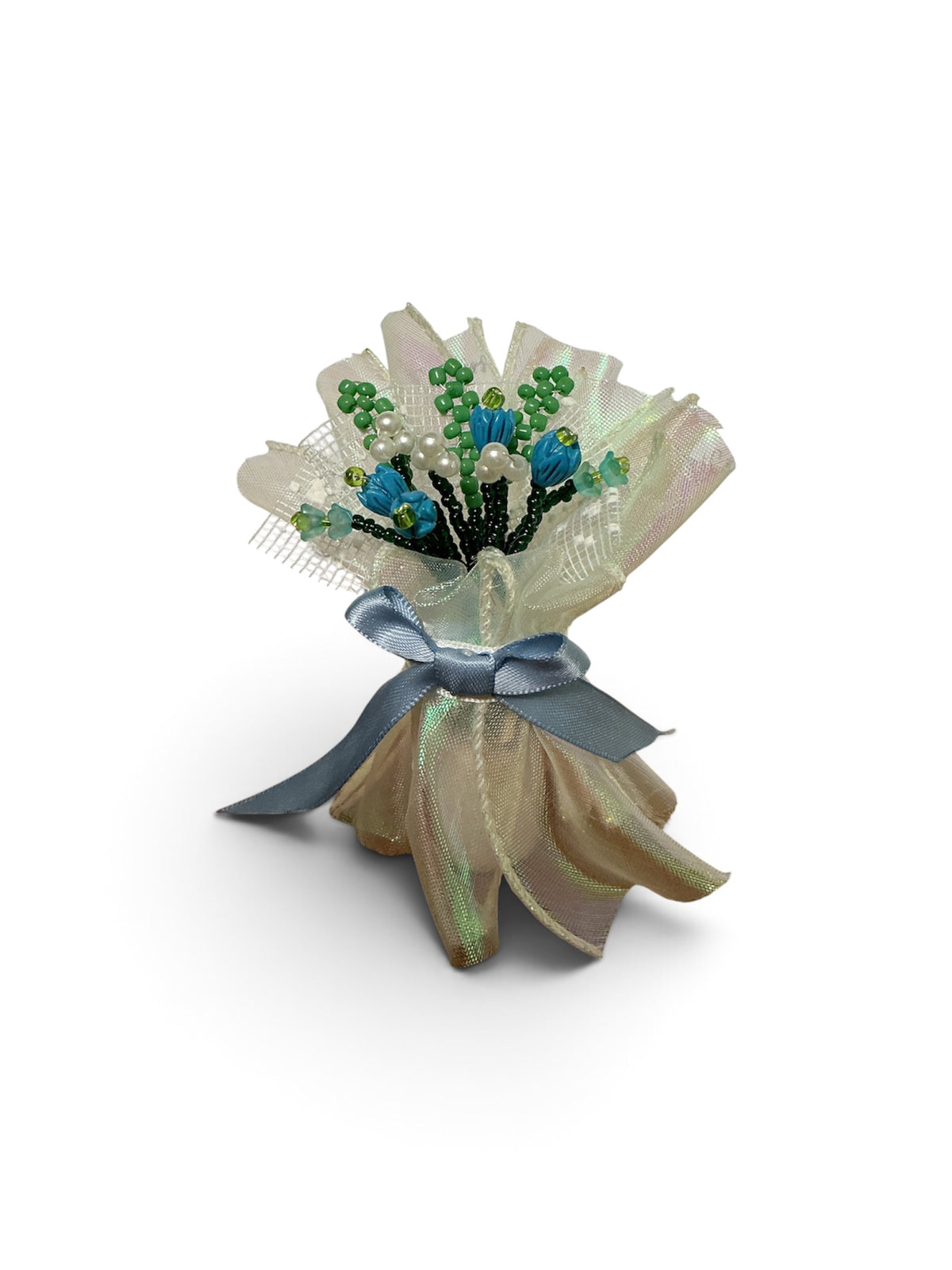 Mini blue tulip beaded bouquet